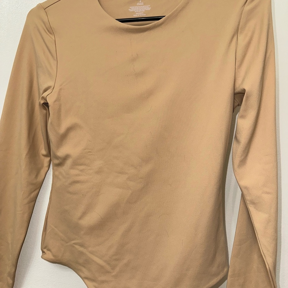 Nuuds Cream Fitted Long Sleeve Bodysuit